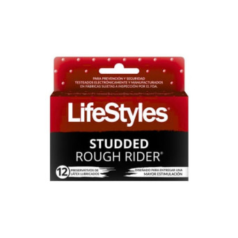 Preservativos Lifesyle Studded Rough Rider 12 Unidades