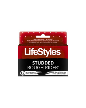 Preservativos Lifesyle Studded Rough Rider 12 Unidades