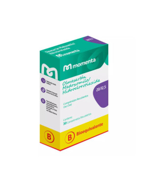 Olmesartan / Hidroclorotiazida 20/12.5 Mg 30 Comprimidos Vence 01/2026 Stock 2