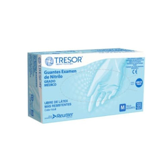 Guante de Nitrilo S/P Azul Talla M 100 Unidades Tresor