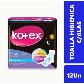 Kotex Toalla Higiénica Nocturna Ultrafina 12 Unidades