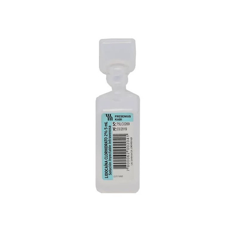 Lidocaína Clorhidrato 2% sol. Inyectable 5 mL X 1 Amp