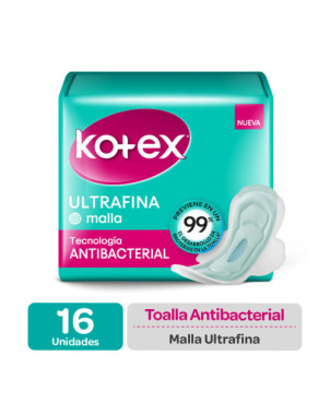 Kotex Toalla Higienica Ultrafina Tela Malla 16 Unidades
