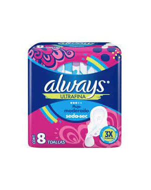 Always Ultrafina Con Alas 8 Unidades Flujo Moderado