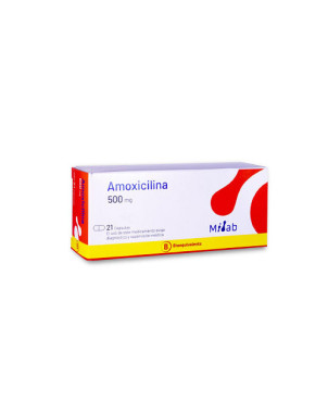 Amoxicilina 500 mg 21 Caps. Laboratorio Milab